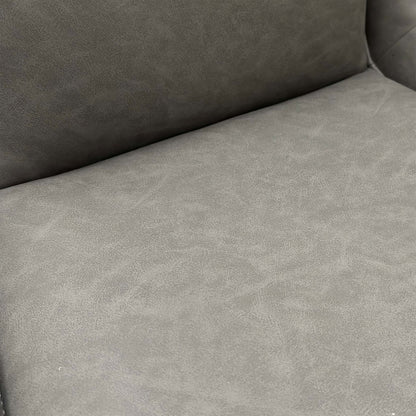 Close-up view of the swivel base and the matt black powder-coated metal legs.