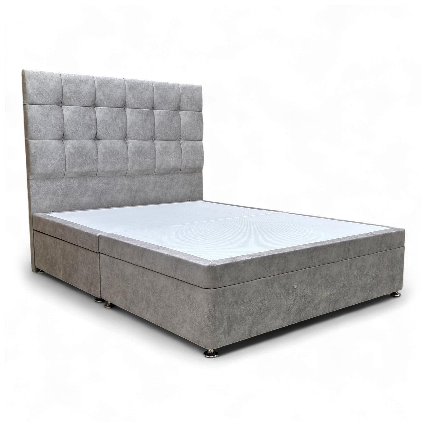 Angled view of the entire bed set, possibly with bedding.