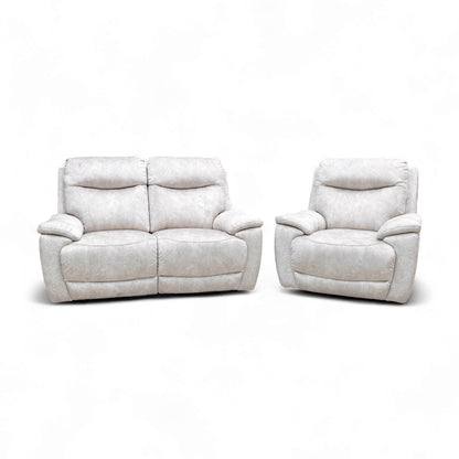 Full angled view of the 2 Seater Sofa and Power Armchair set.
