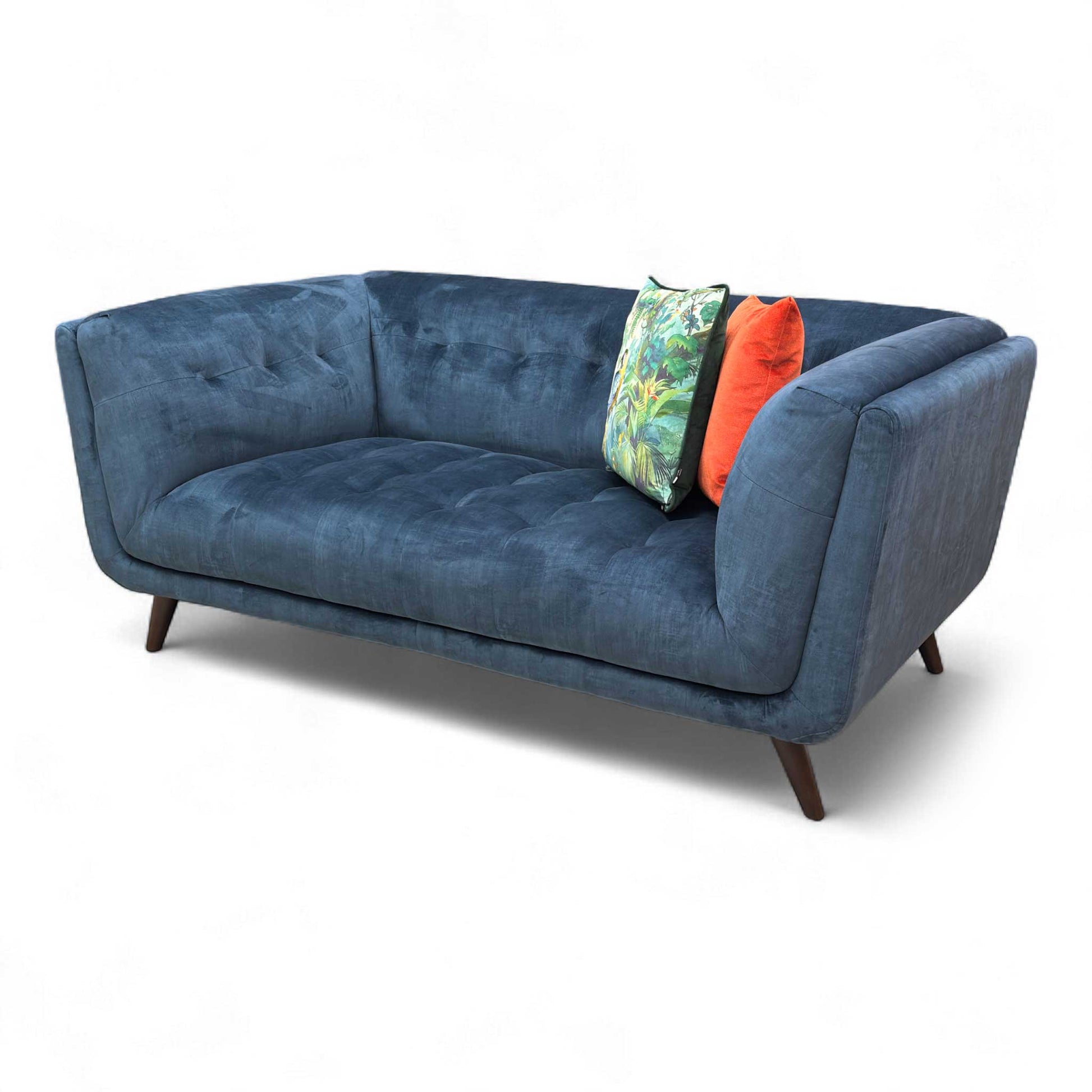 Side view of the 'Rene' sofa, illustrating its overall depth (92 cm) and compact profile.