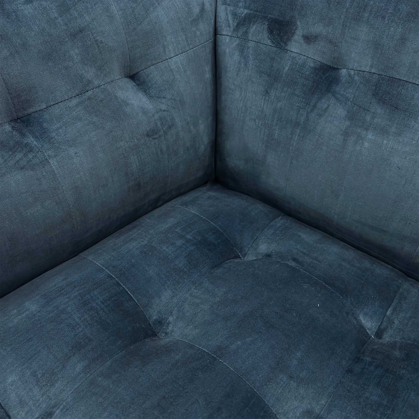 Detailed close-up of the luxurious Heritage 52000 Airforce Blue Velvet upholstery texture and solid pattern.