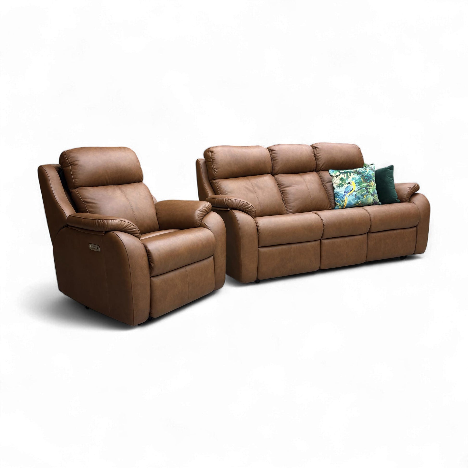 Full view of the 3 Seater Sofa and Recliner Chair together.