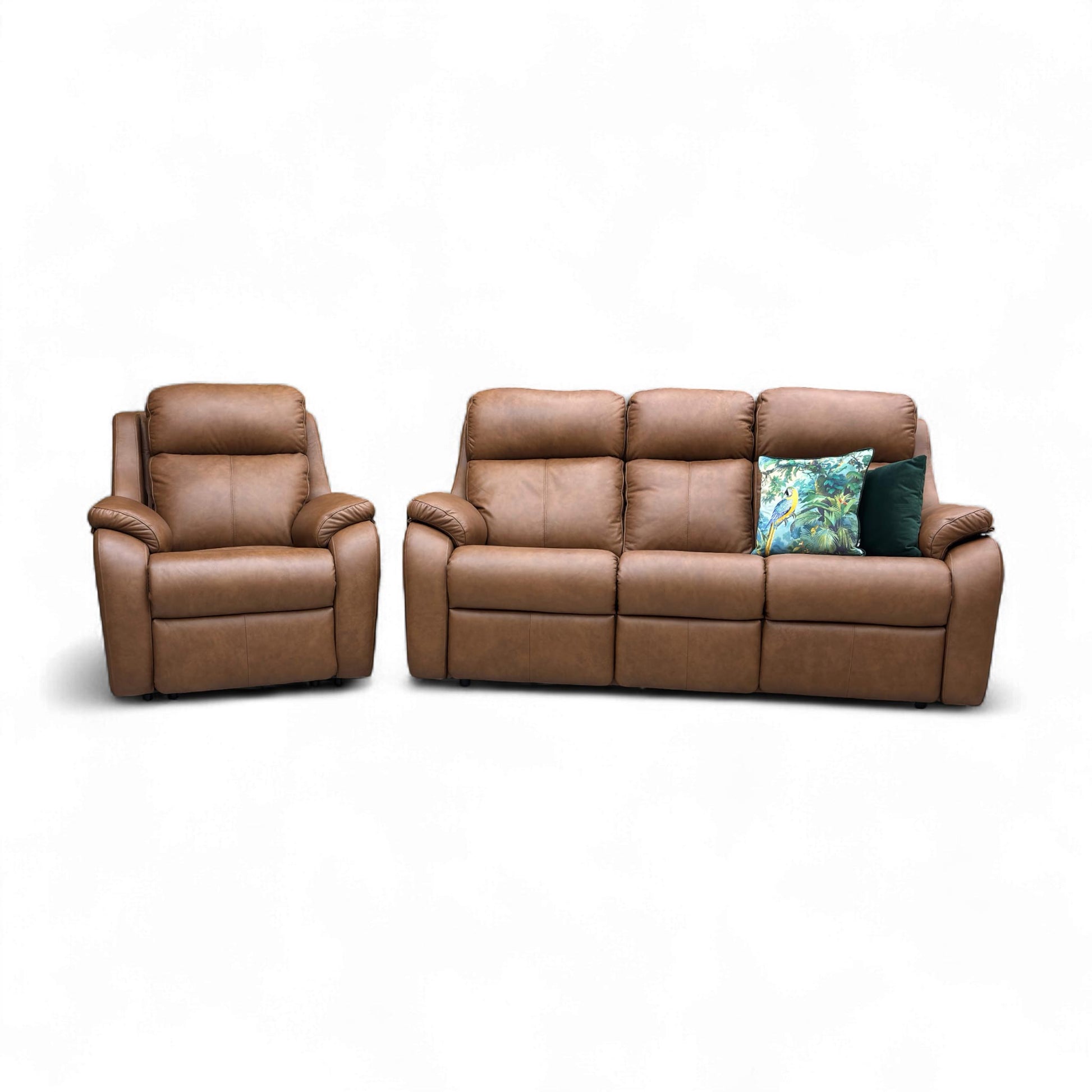 Full view of the G Plan 'Kingsbury' 3 Seater Sofa in Texas Tan Brown Leather, showcasing its timeless contemporary style.