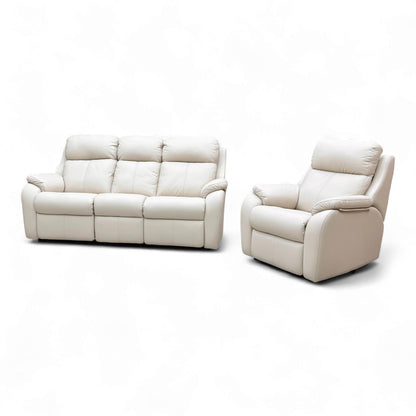 Detailed view of the recliner footrest and bottom of the sofa.