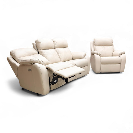 Full angled view of the 3 Seater Sofa and Power Chair together.