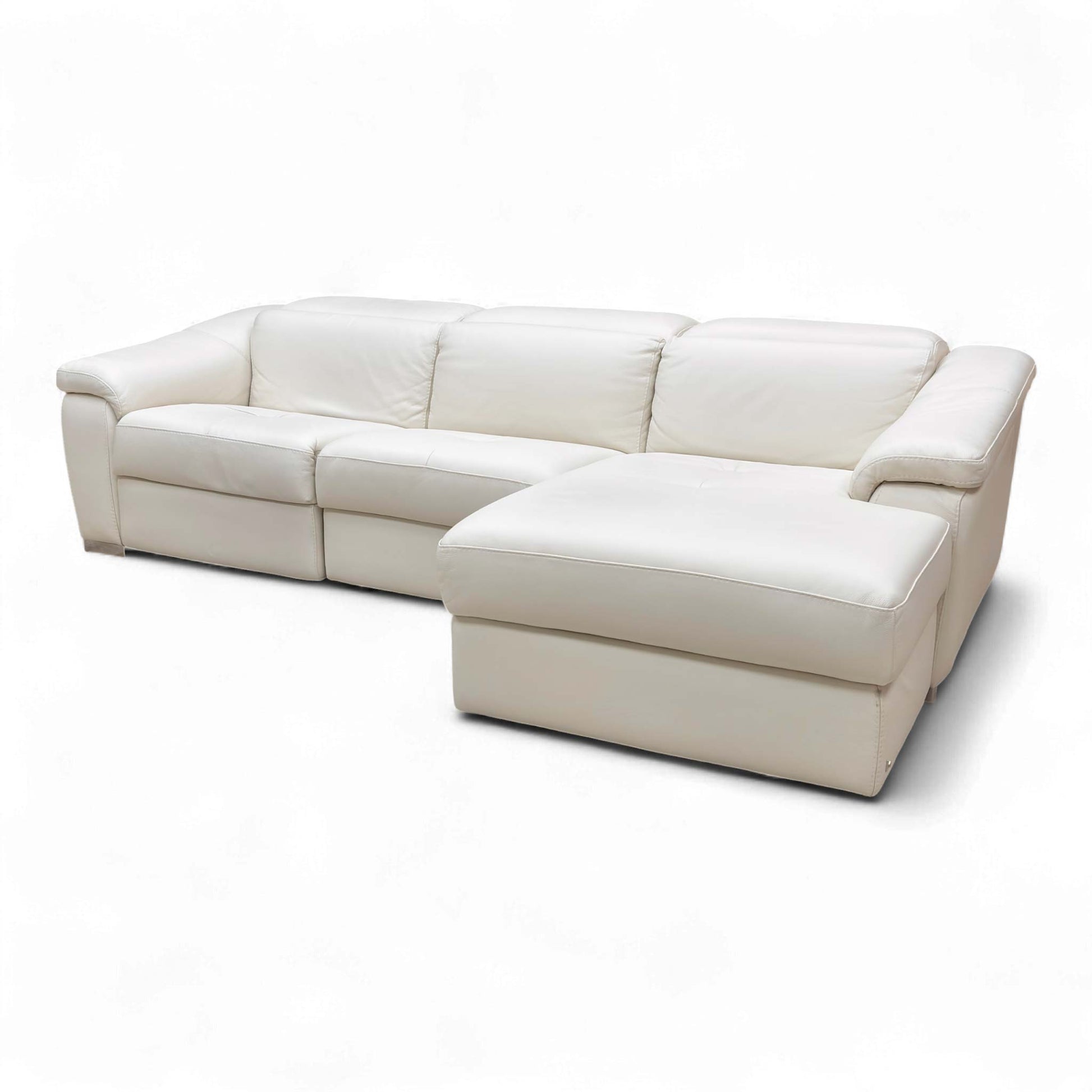Side view of the Nicoletti Galileo sofa, emphasizing the wide padded armrests and low-profile, contemporary design.