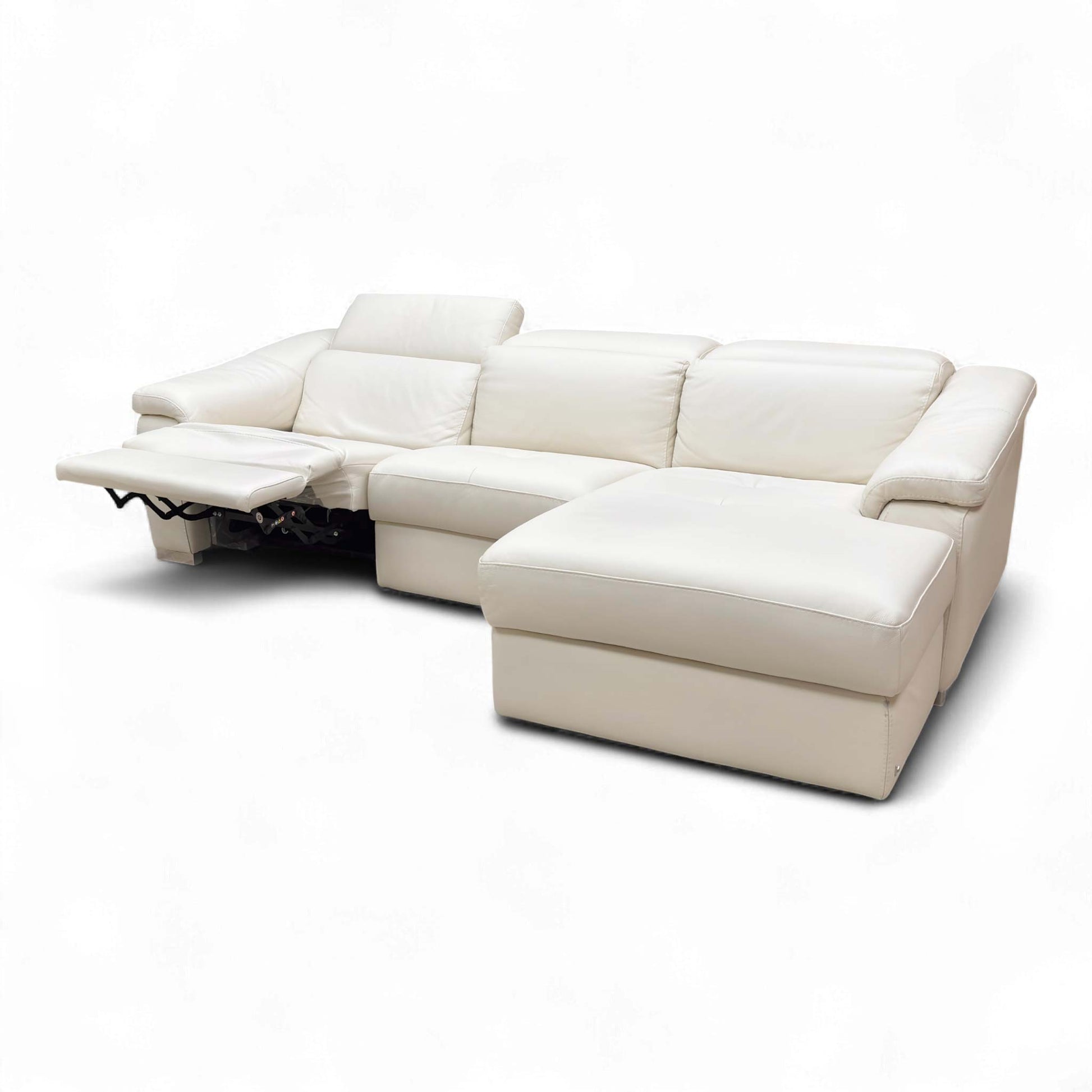 Side view of the Nicoletti Galileo sofa, emphasizing the wide padded armrests and low-profile, contemporary design.
