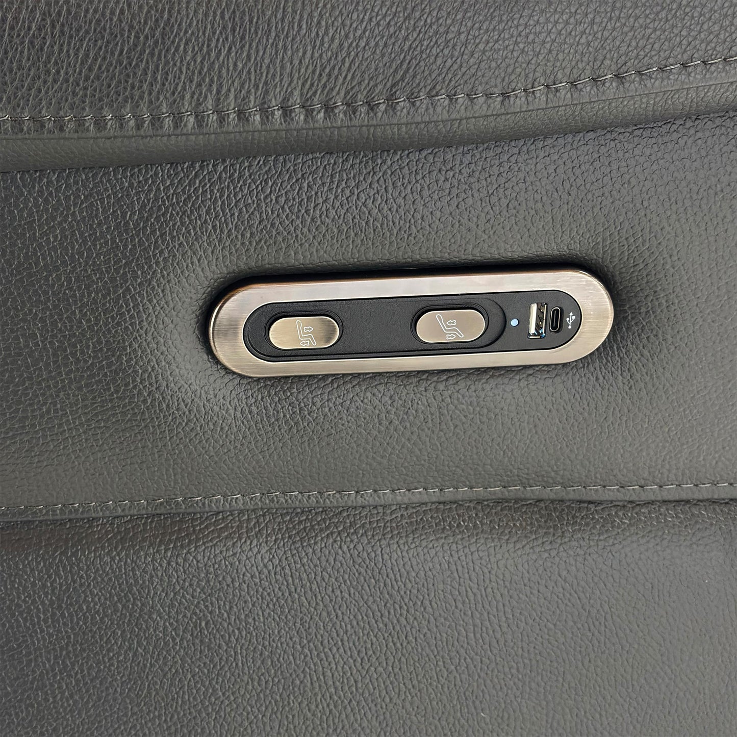 Detailed view of the power recliner controls located on the side of the ‘Daytona’ sofa.