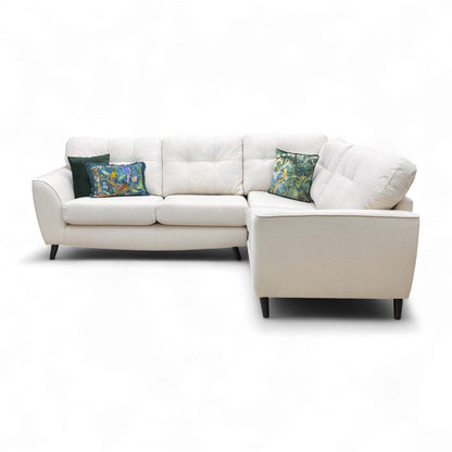 Angled view of the Ivory White 'Dawson' Corner Sofa, highlighting the generous seating and Left-Hand Facing orientation.