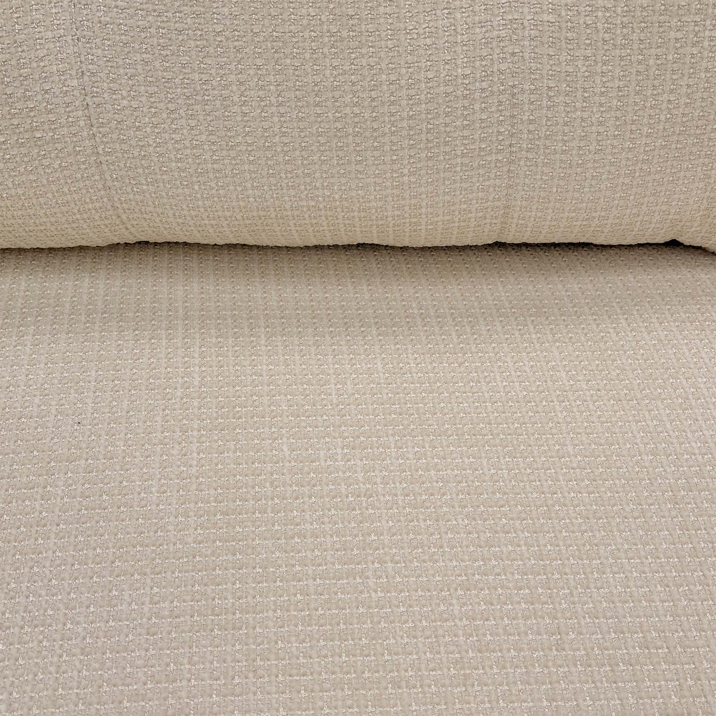 Detailed close-up of the Ivory White Plain Basket Weave Fabric, showing its subtle texture and clean, versatile aesthetic.