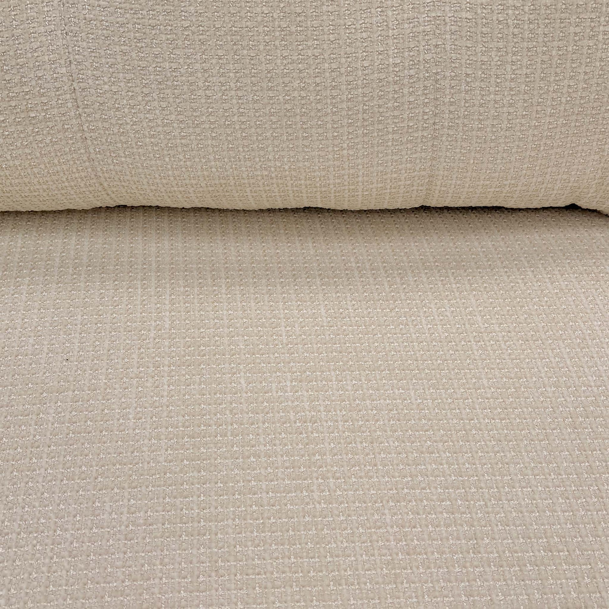 Detailed close-up of the Ivory White Plain Basket Weave Fabric, showing its subtle texture and clean, versatile aesthetic.