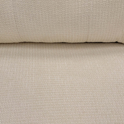 Detailed close-up of the Ivory White Plain Basket Weave Fabric, showing its subtle texture and clean, versatile aesthetic.