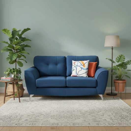 Close-up texture shot of the Navy Blue Dawson Velvet upholstery.