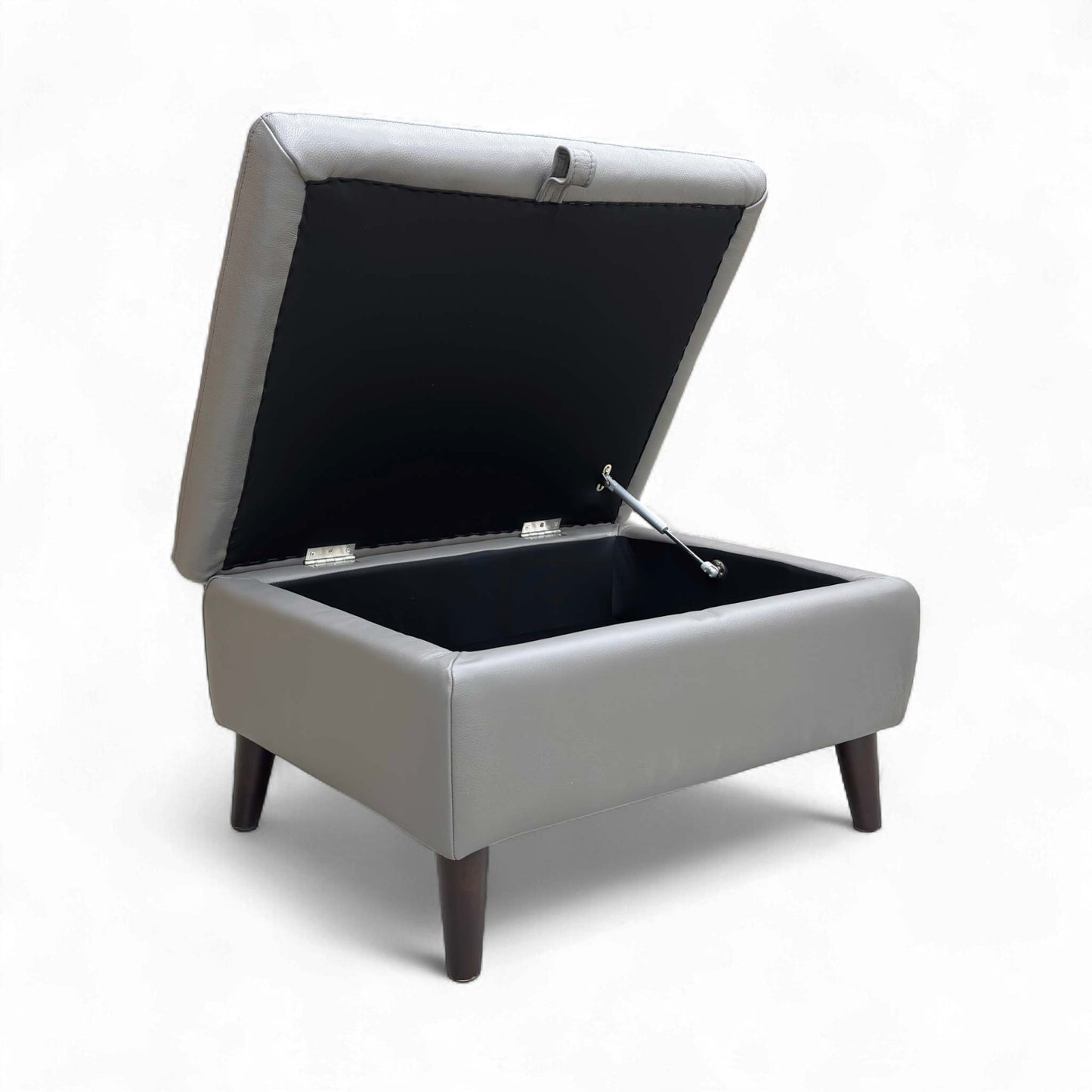 Top view of the Oslo Leather Storage Footstool, showing the foam cushioning and buttonless tufting detail.