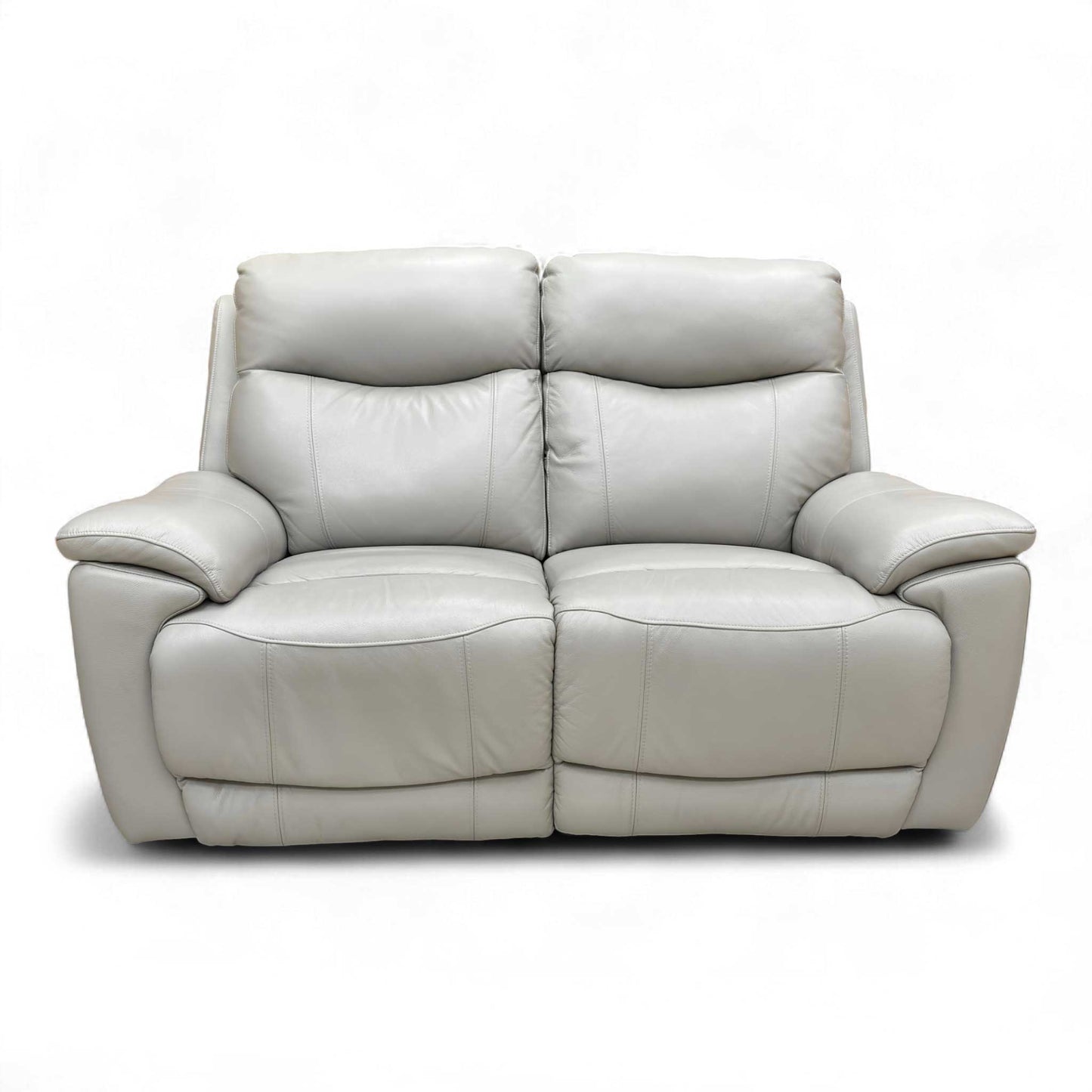 Full view of the 2-seater leather sofa in its upright position.