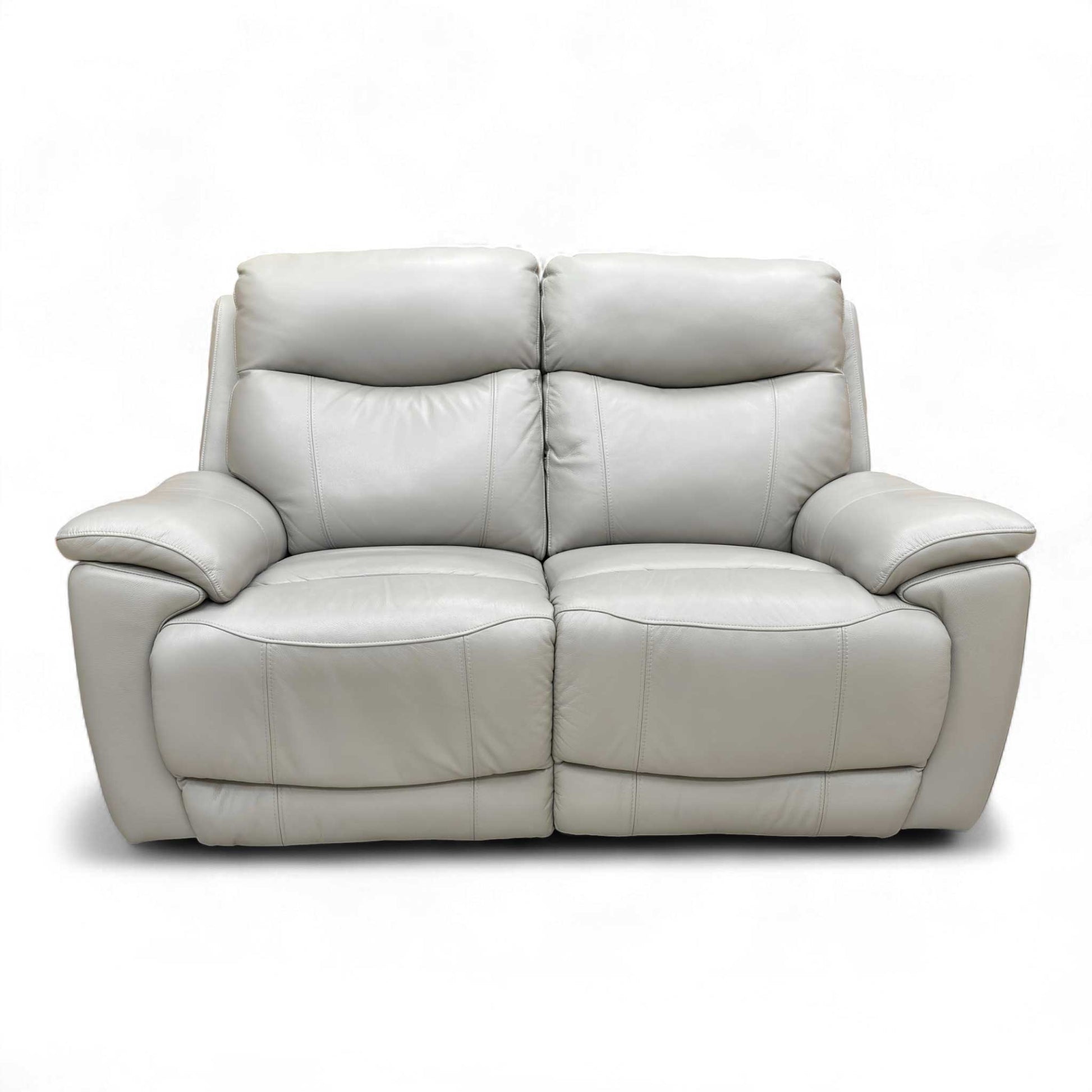 Full view of the 2-seater leather sofa in its upright position.