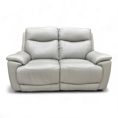 Full view of the 2-seater leather sofa in its upright position.