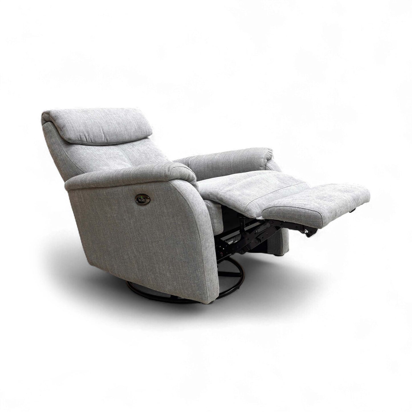 Angled view of the chair, possibly showing its swivel base.