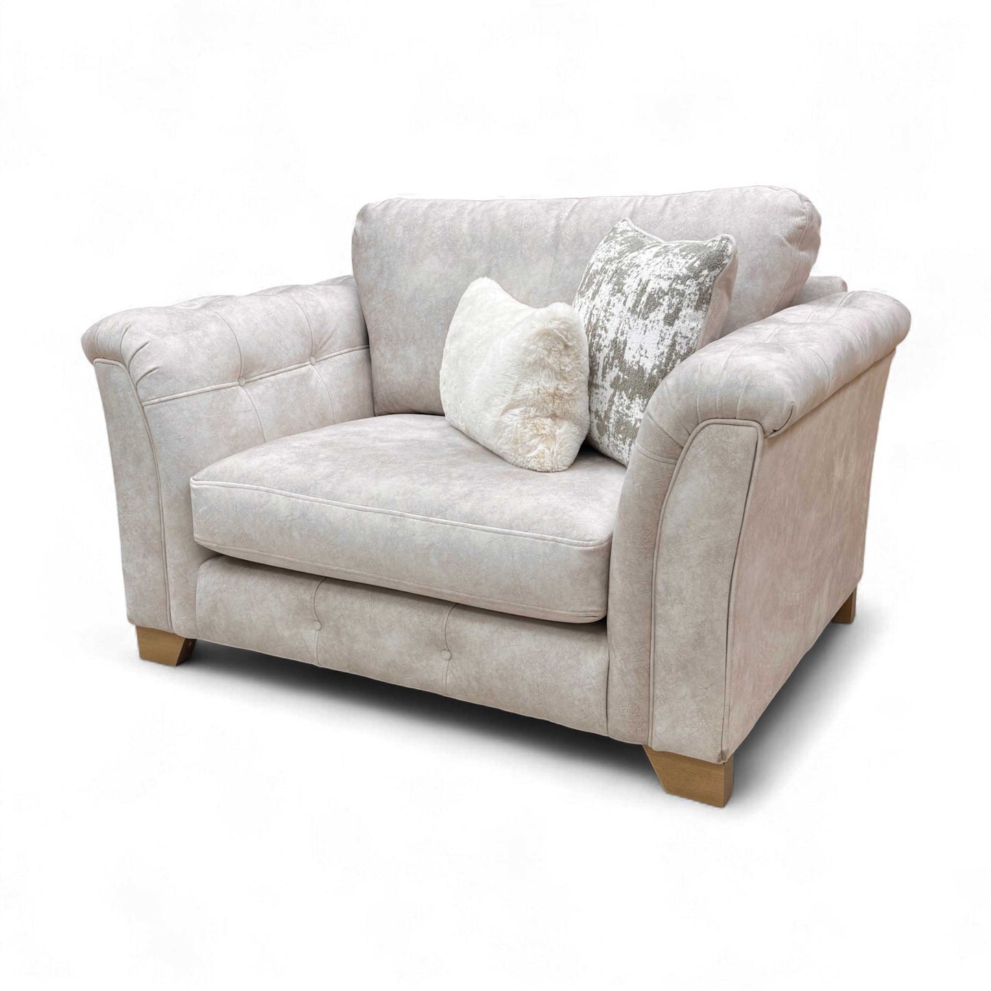 Back view of the Boutique 'Aura' Love Chair, showing the clean lines of the frame.