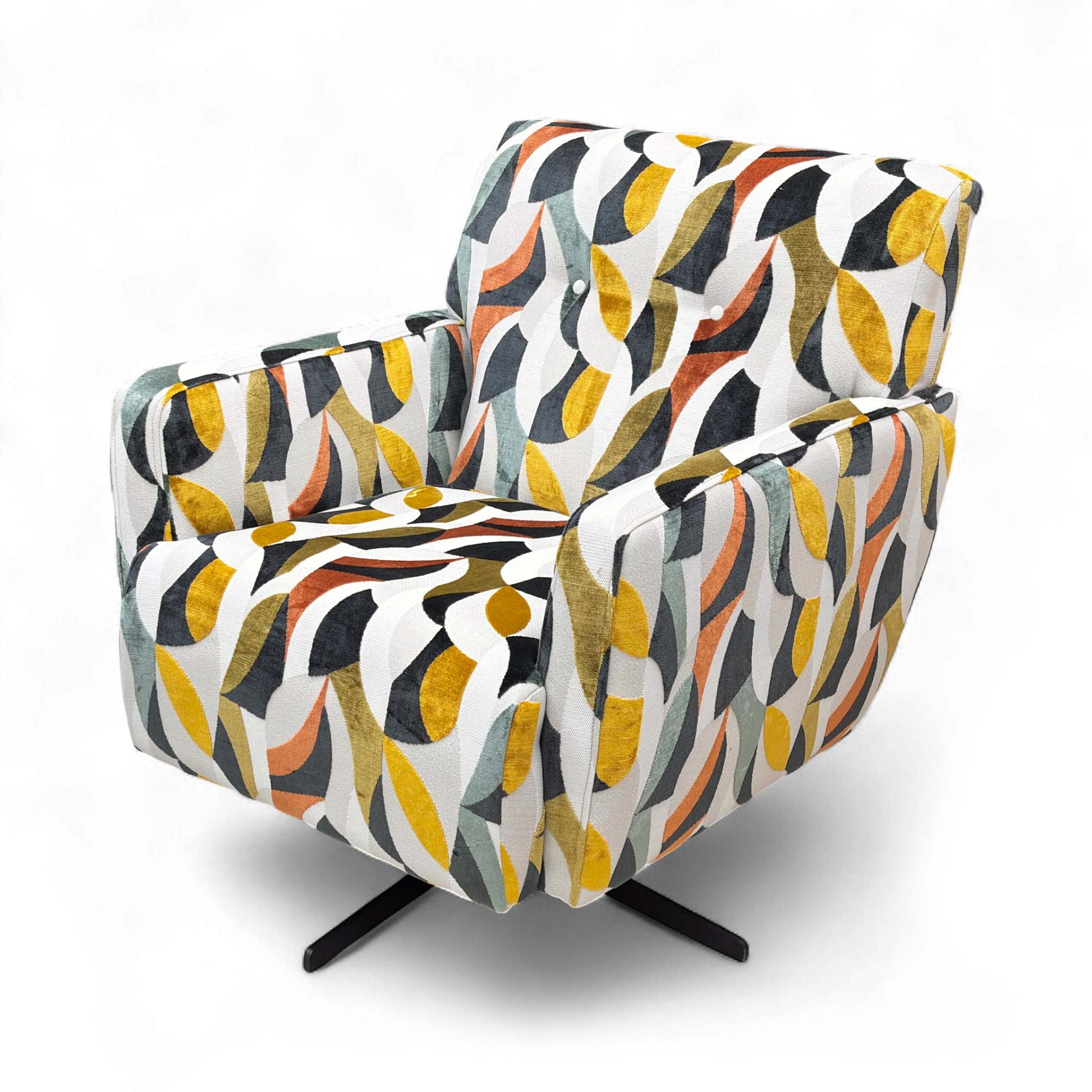 View showing the brushed nickel swivel base.