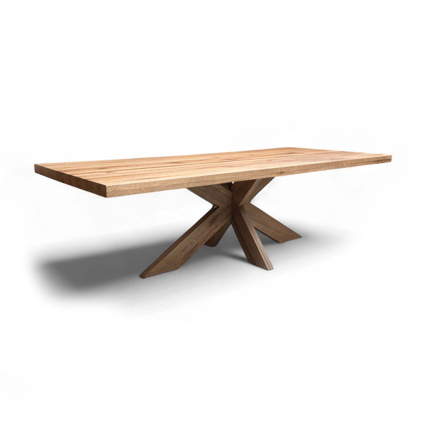 Angled view of the 260cm Solid Oak Straight Top Dining Table, showcasing the full length of the rectangular top.