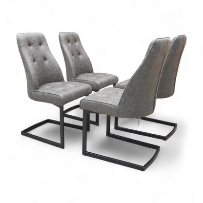 Side profile view of the chair, showing the shape and cantilever leg structure.