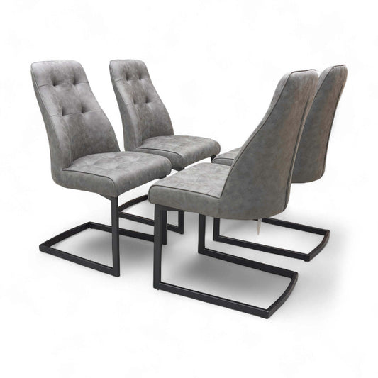 Side profile view of the chair, showing the shape and cantilever leg structure.