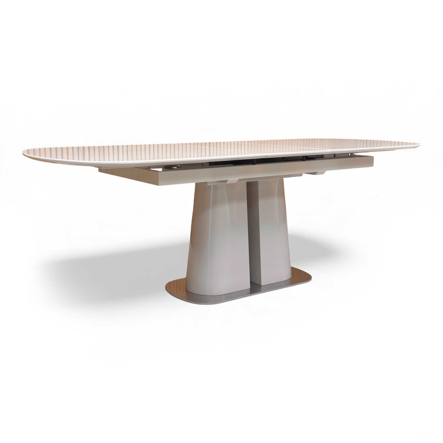 Side profile view of the Cashmere High Gloss Table.