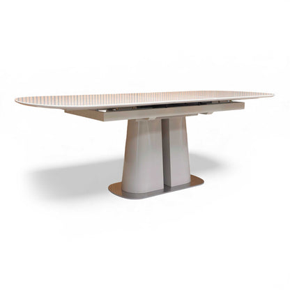 Side profile view of the Cashmere High Gloss Table.