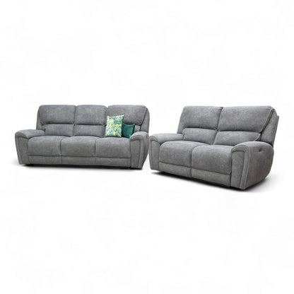 view of the 2 Seater Power Recliner Sofa from the 'Ricky' Charcoal Grey set.