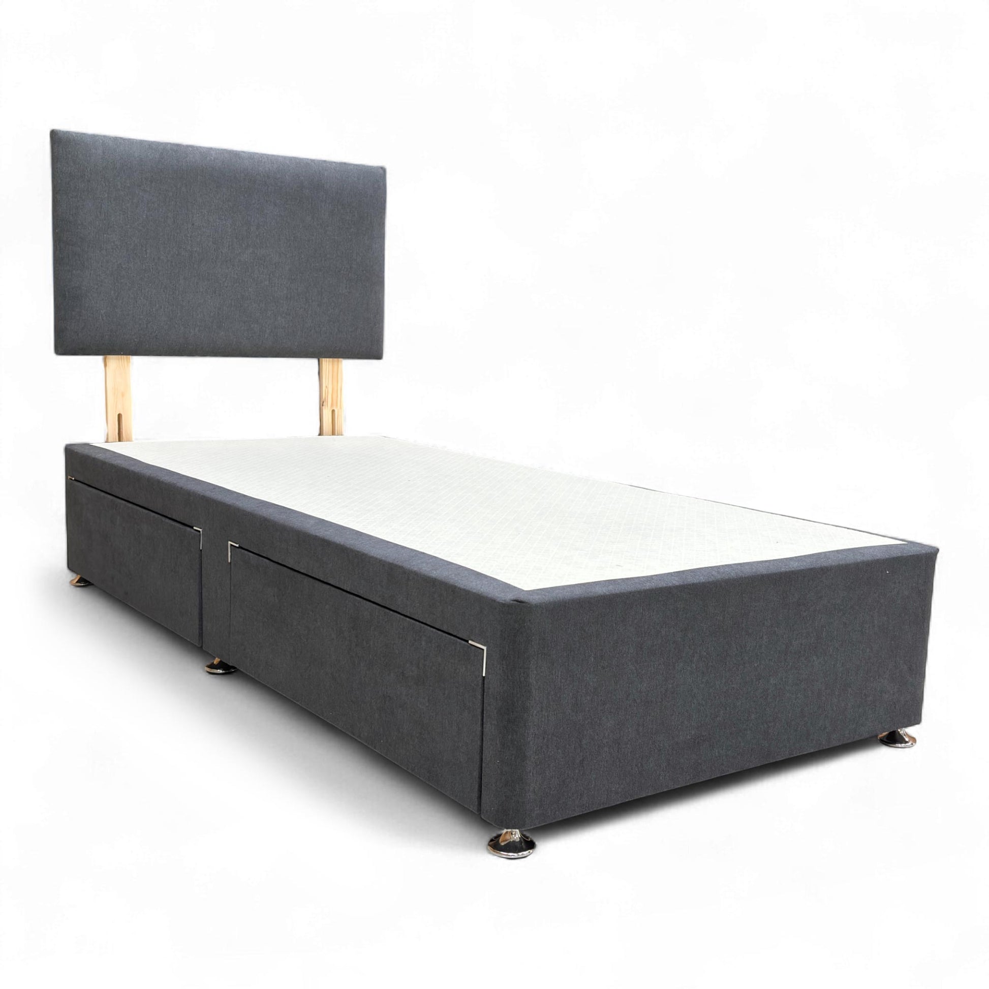 Detail of the cushioned panel design on the Venice Carbon Velvet Headboard.