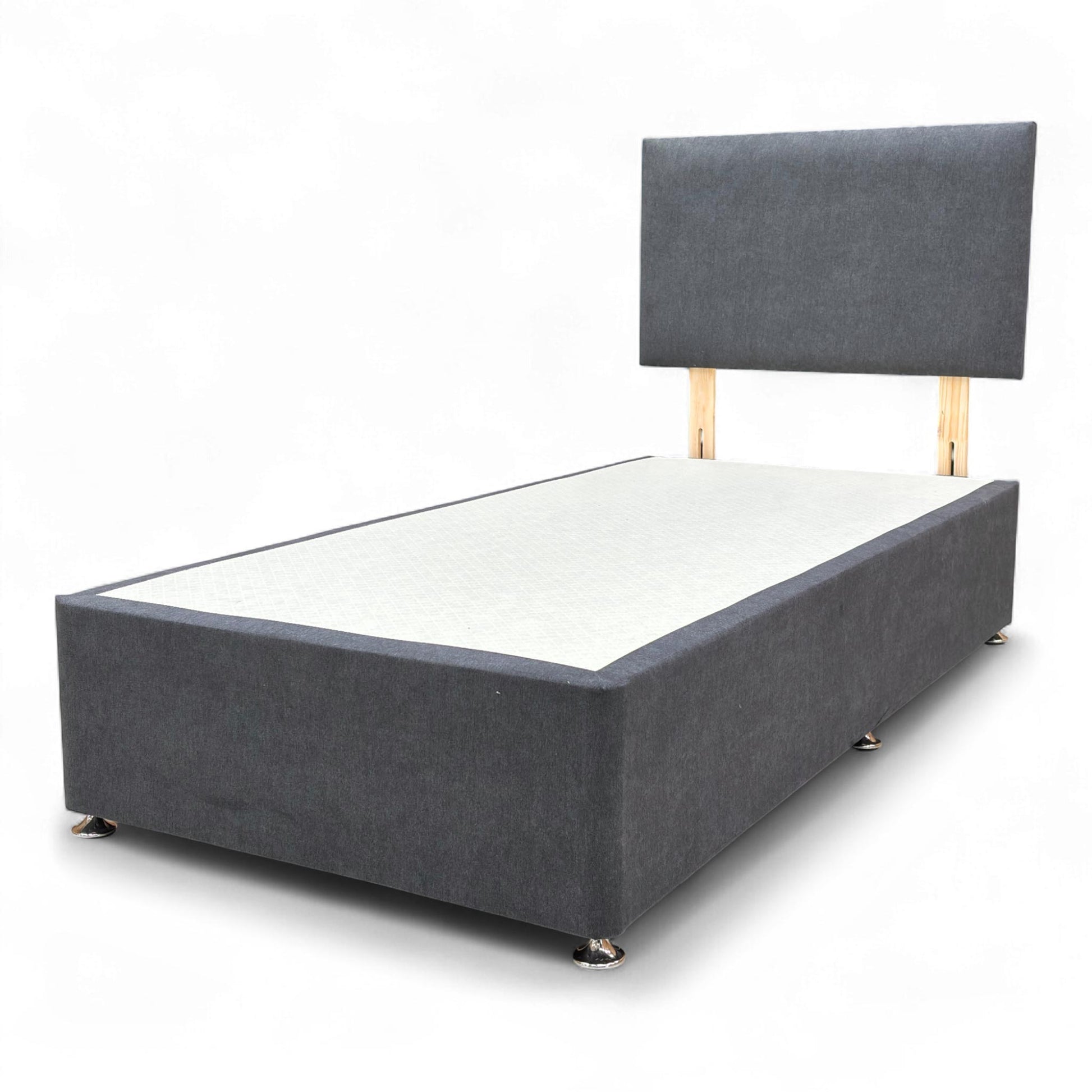 Detail of the cushioned panel design on the Venice Carbon Velvet Headboard.