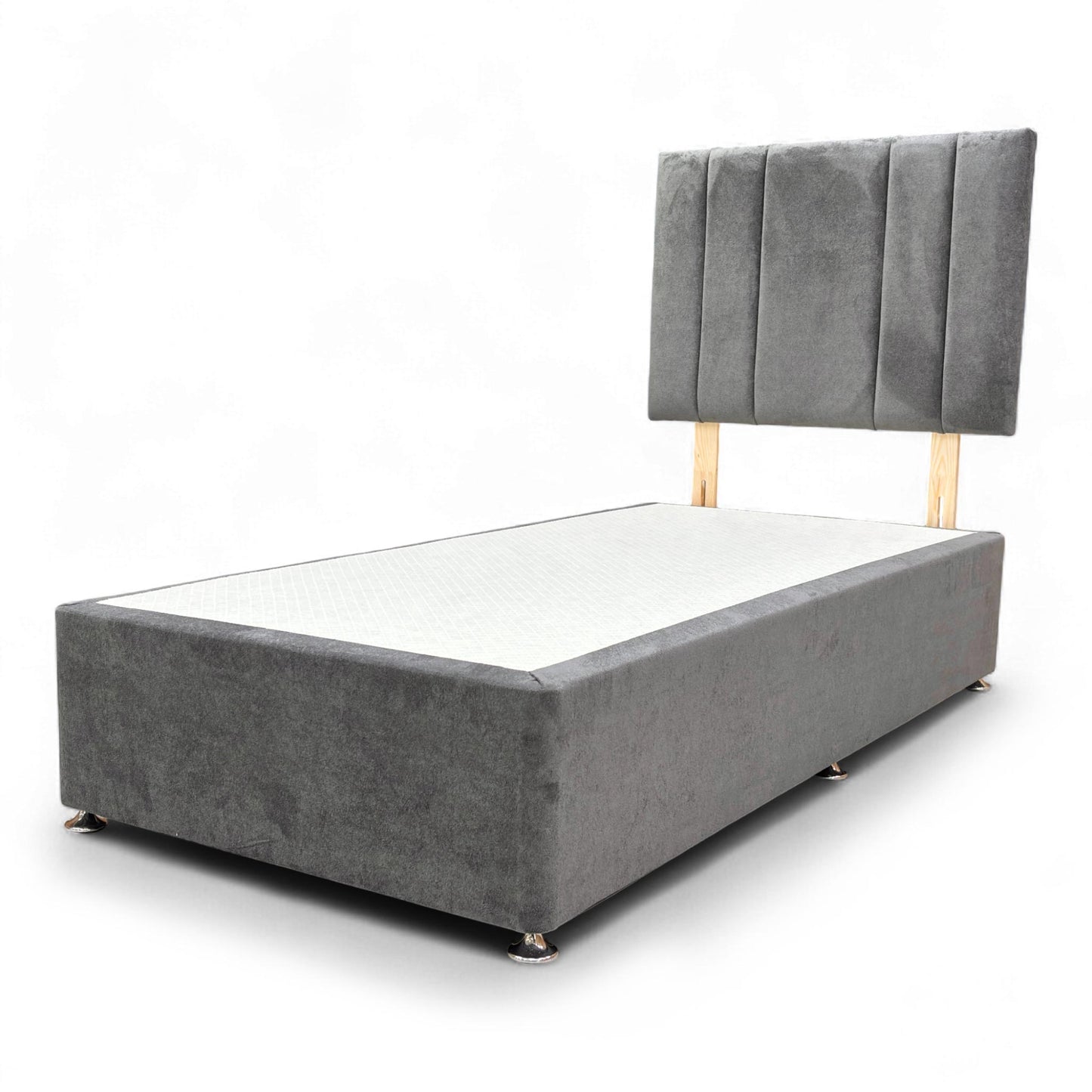 Detail of the panel stitching design on the Milan Thunder Velvet Headboard.