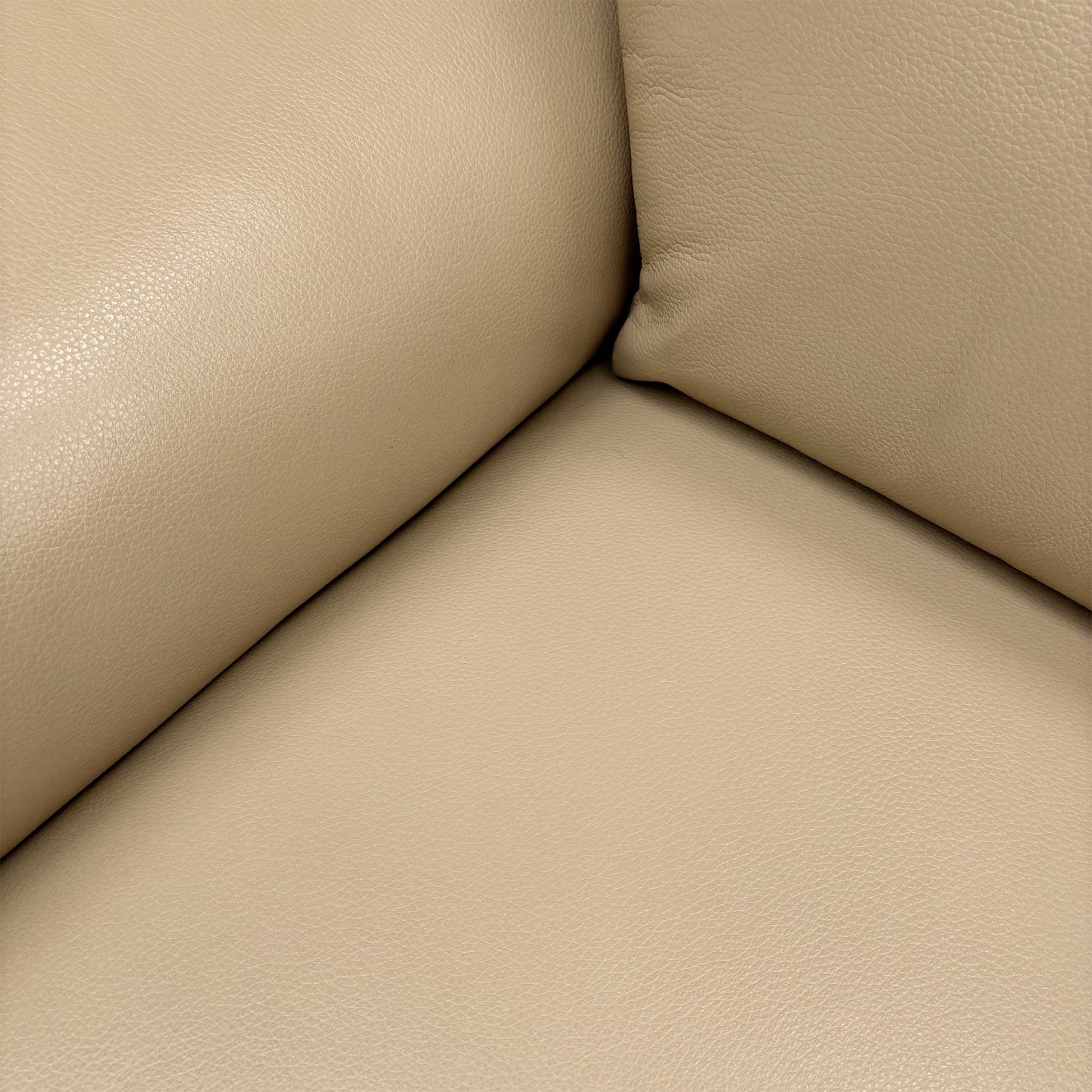 Close-up of the leather texture and stitching.