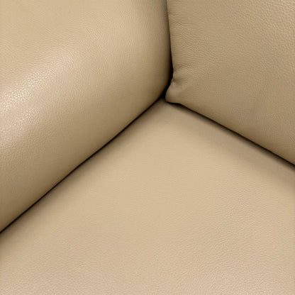 Close-up of the leather texture and stitching.