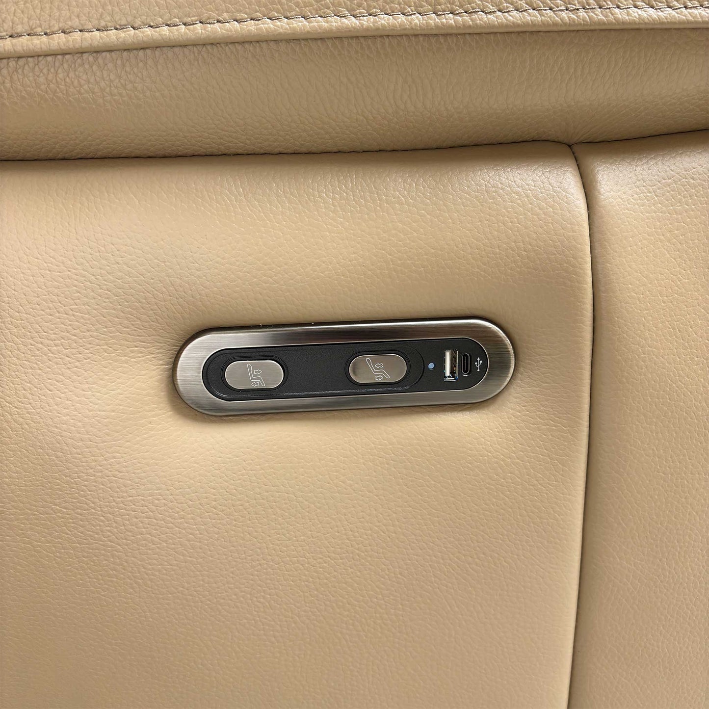 Close-up of the control button and USB port.