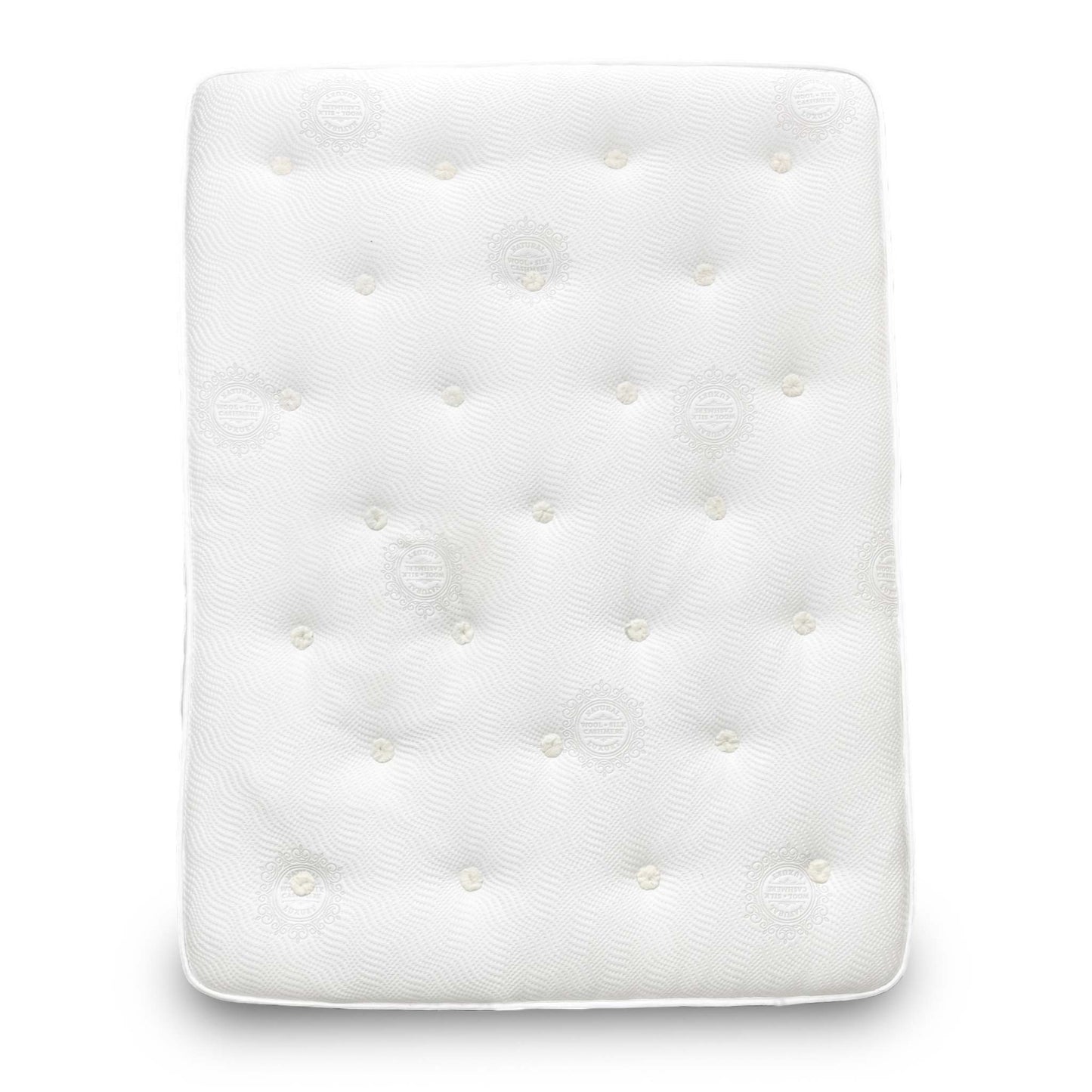 Full view of the Sleep Story 'Pocket Luxury' Super King Mattress on a base, showing the breathable stretch fabric cover.