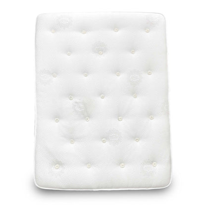 Full view of the Sleep Story 'Pocket Luxury' Super King Mattress on a base, showing the breathable stretch fabric cover.