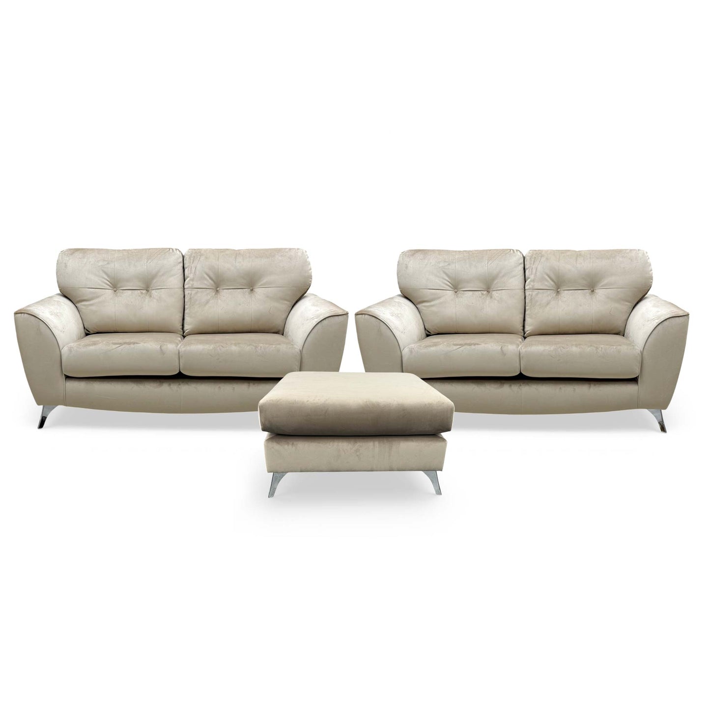 'Dawson' Mink Dawson Velvet 2 + 2 Seater Sofa with Footstool - product photo 2