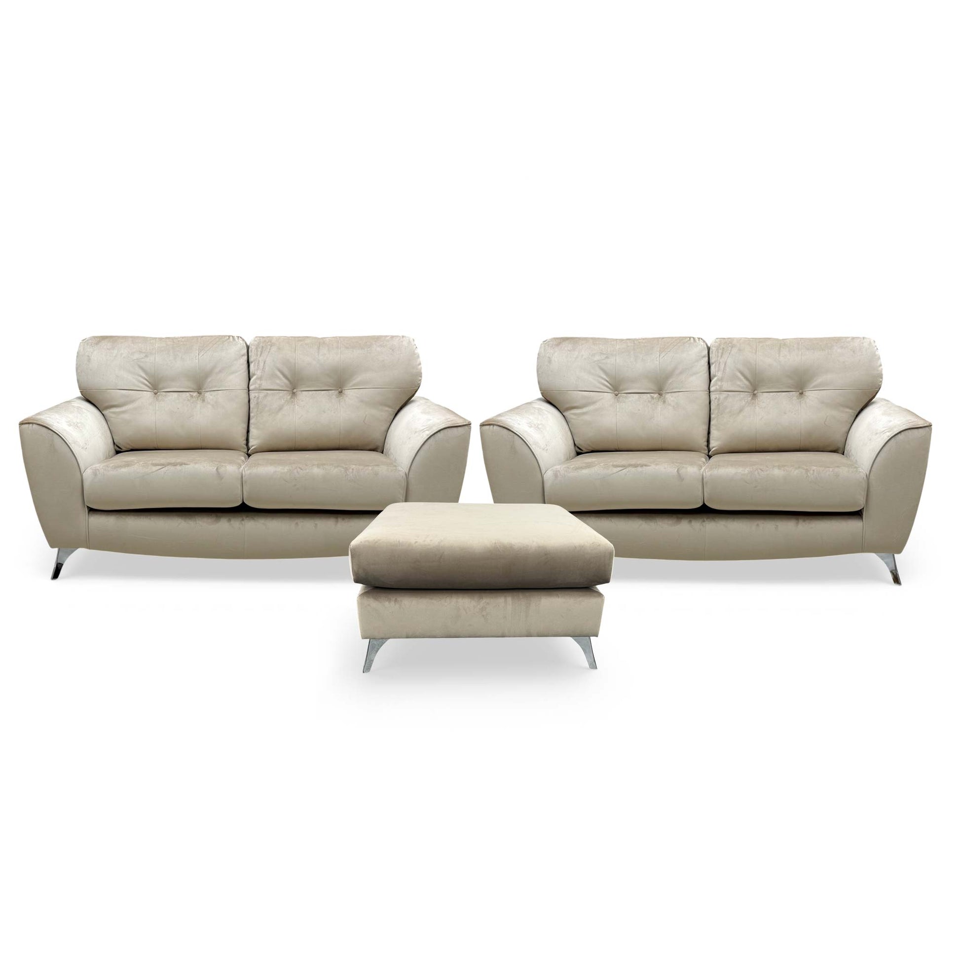 'Dawson' Mink Dawson Velvet 2 + 2 Seater Sofa with Footstool - product photo 2