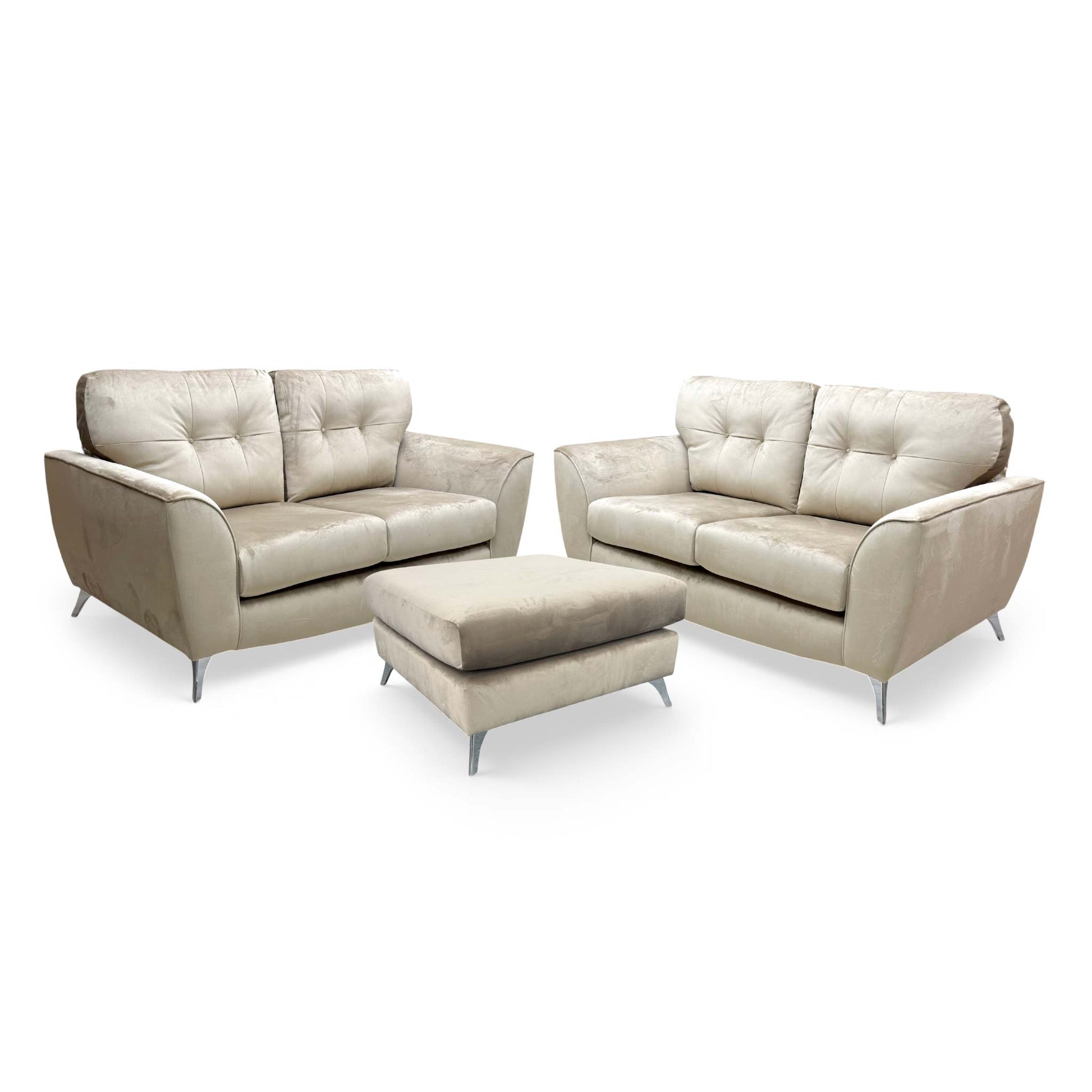 'Dawson' Mink Dawson Velvet 2 + 2 Seater Sofa with Footstool - product photo 3