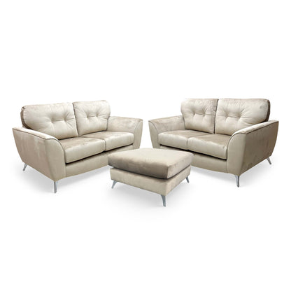 'Dawson' Mink Dawson Velvet 2 + 2 Seater Sofa with Footstool
