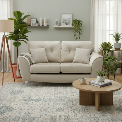 View highlighting the high backrest and the comfortable, padded arms of the Dawson Mink Velvet Sofa.