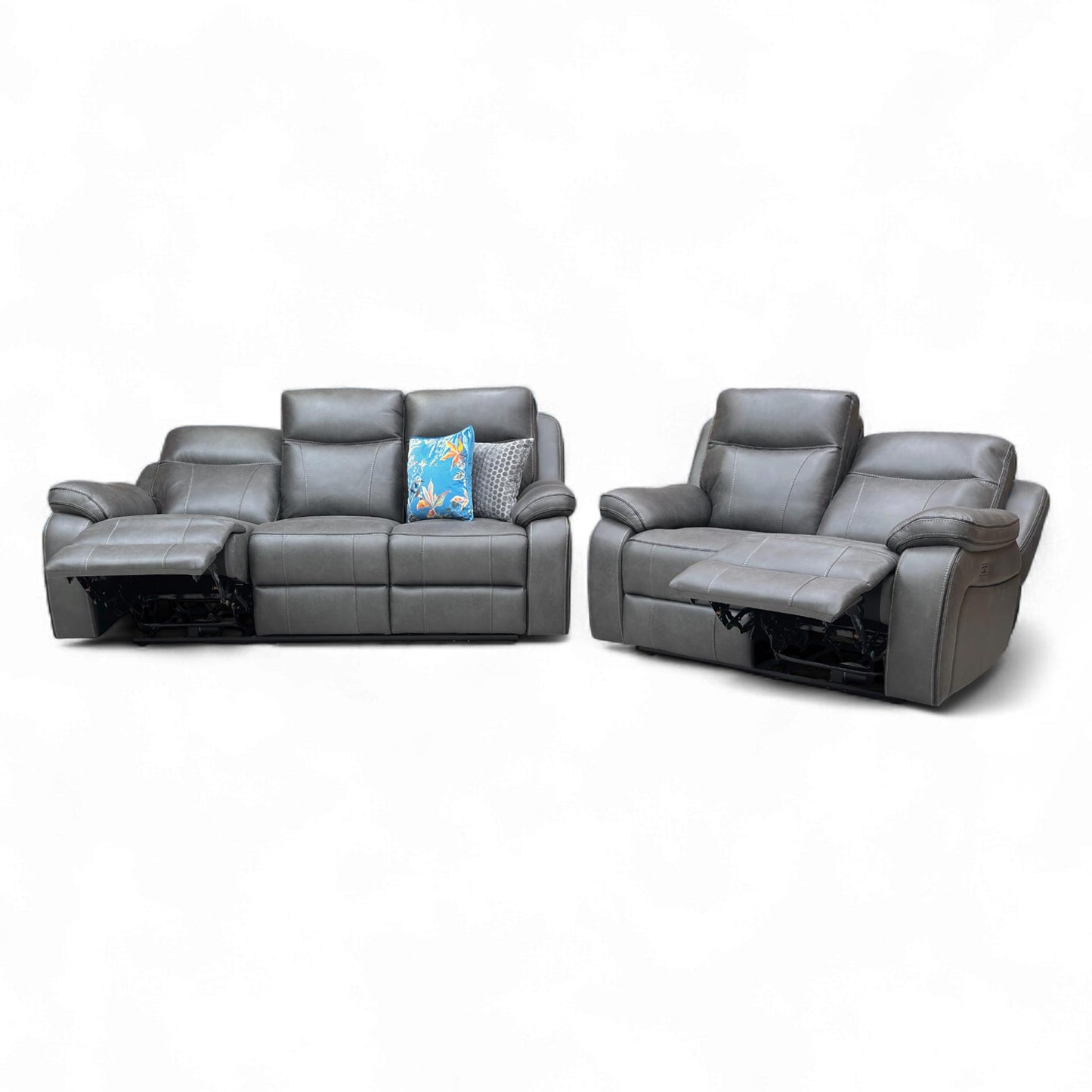The 3-seater sofa fully reclined.