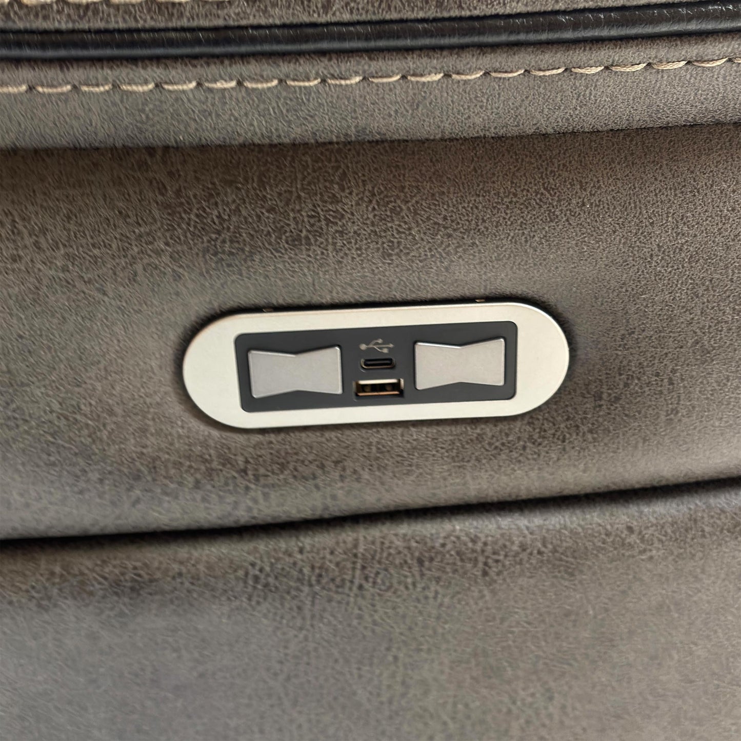 Close-up of the control button and USB port.