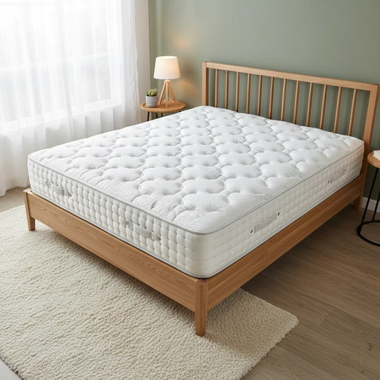 Living Room of the Highgrove Raglan King Mattress, emphasizing its 3000 individual pocket springs for balanced, medium-firm support.