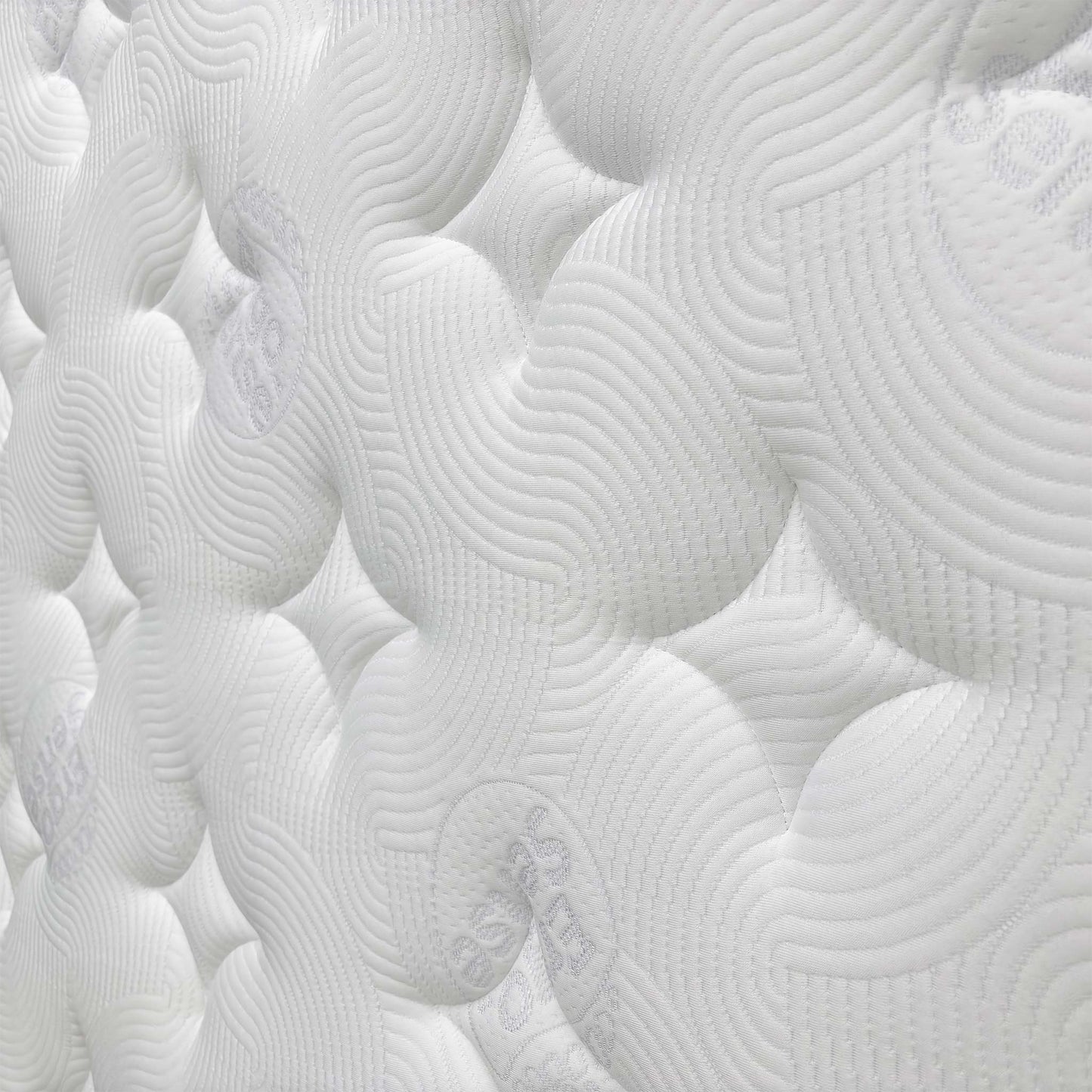 Close-up of the mattress side border and quilted cover, illustrating the quality and 28 cm depth of the Medius Medium Tension Mattress.