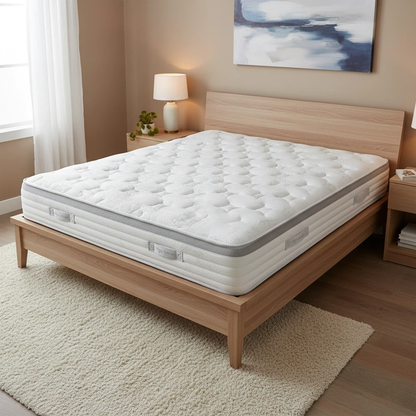 Living Room of the Highgrove Lene King Mattress, emphasizing its 1500 pocket springs and rectangular shape for consistent, soft support.