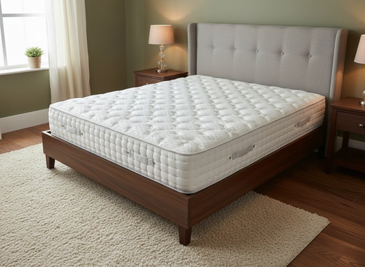 Living Room of the Highgrove Raglan Double Mattress, emphasizing its 3000 individual pocket springs for balanced support and medium firmness.