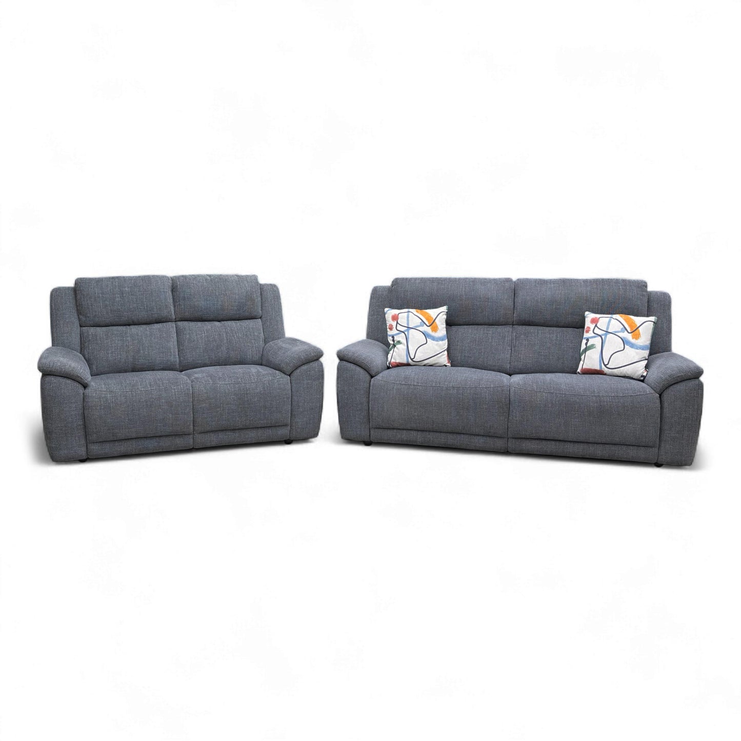 Full view of the Utah 3 Seater Sofa (207 cm wide) in Gunmetal Grey, highlighting its clean, contemporary style.